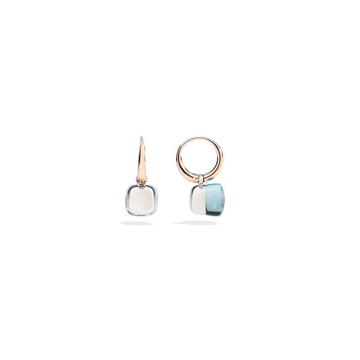 Pomellato oorringen in rosé goud 18kt met topaas blauw