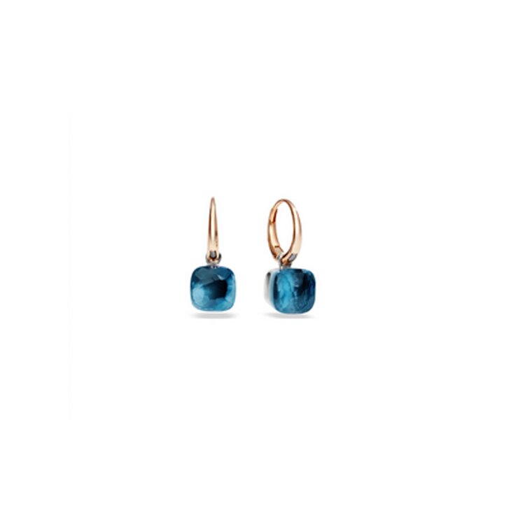 boucles d'oreilles Pomellato en or rose 18 ct avec topaze bleu london