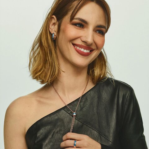 boucles d'oreilles Pomellato en or rose 18 ct avec topaze bleu london