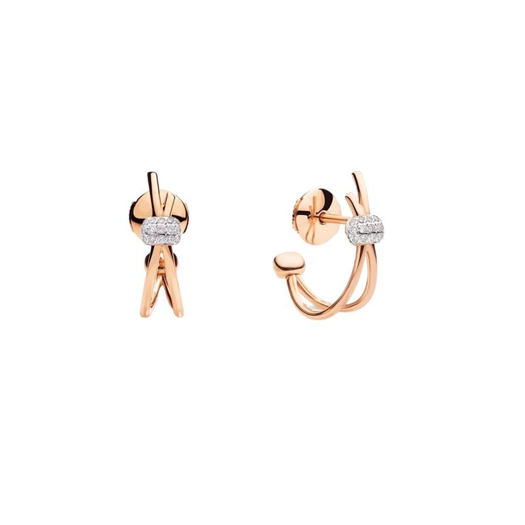 boucles d'oreilles Pomellato en or rose 18 ct avec brillant de 0.10 carat