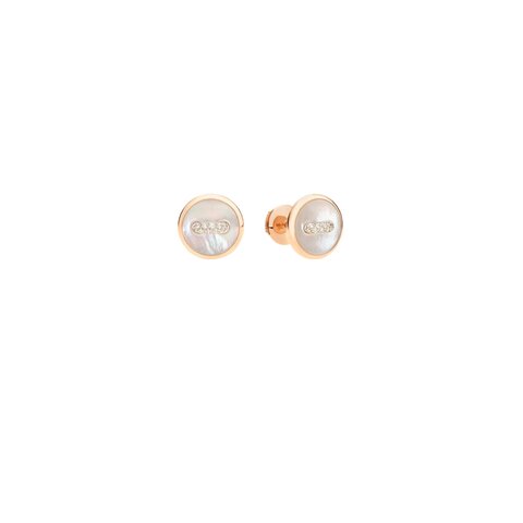 Pomellato oorringen in rosé goud 18kt met parelmoer omringd door briljanten van 0,06 karaat
