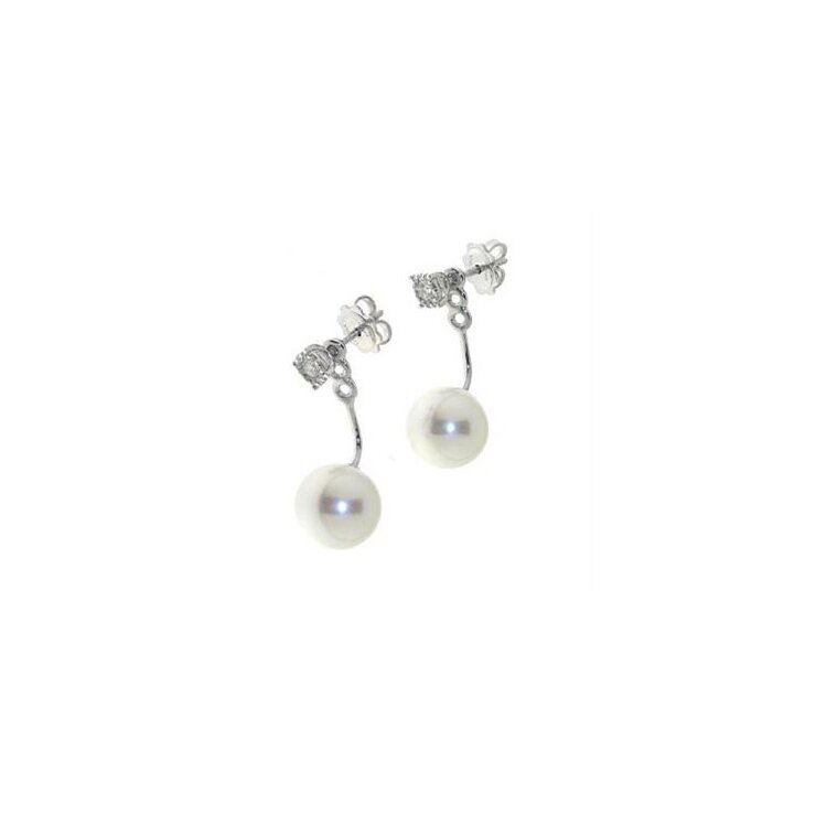 Utopia en or blanc 18 ct avec perles entouré de briljants de 0,28 karaat