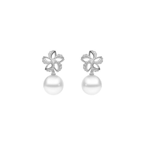 Utopia en or blanc 18 ct avec perles entouré de briljants de 0,09 karaat