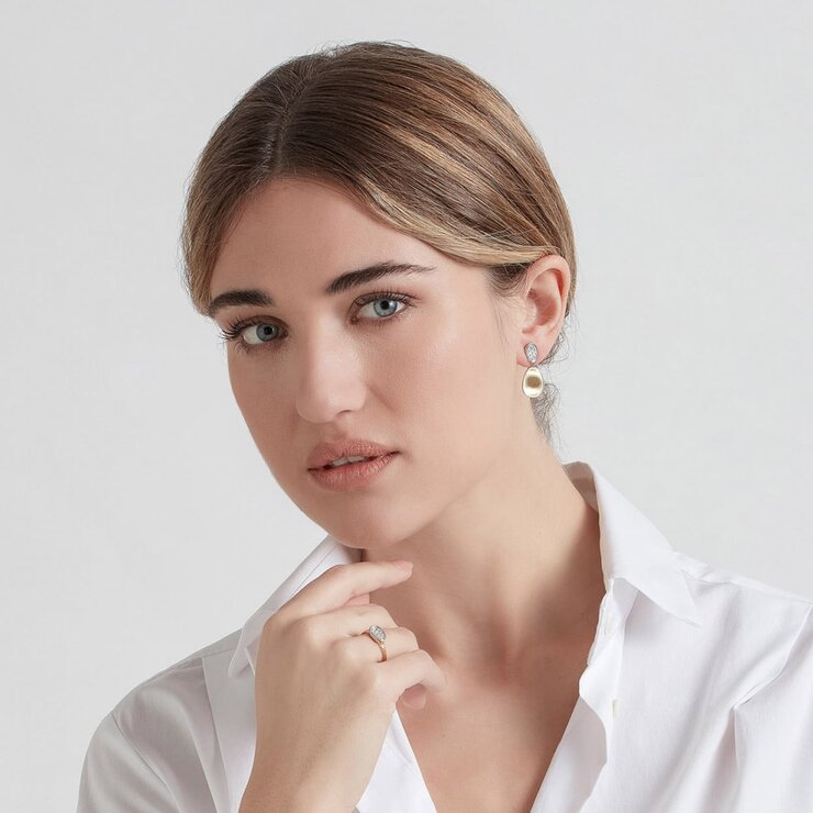 boucles d'oreilles Marco Bicego en or jaune 18 ct avec brillant de 0.18 carat