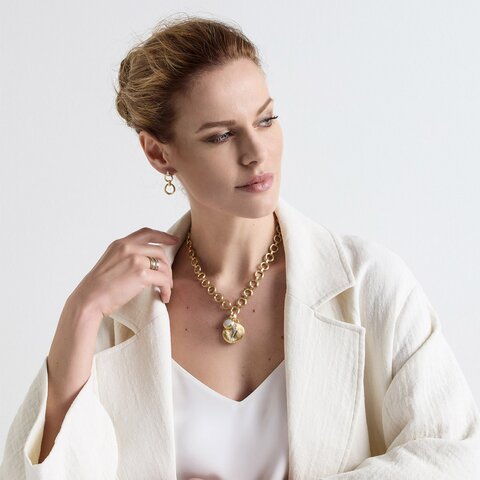boucles d'oreilles Marco Bicego en or jaune 18 ct avec brillant de 0.08 carat
