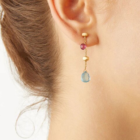 boucles d'oreilles Marco Bicego en or jaune 18 ct avec pierres précieuses multicolores