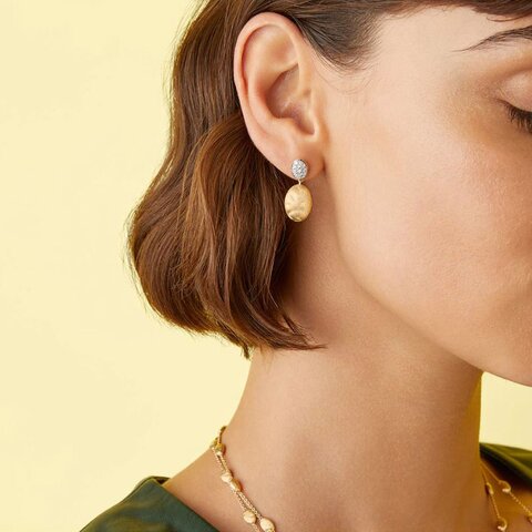 boucles d'oreilles Marco Bicego en or jaune 18 ct avec brillant de 0.20 carat