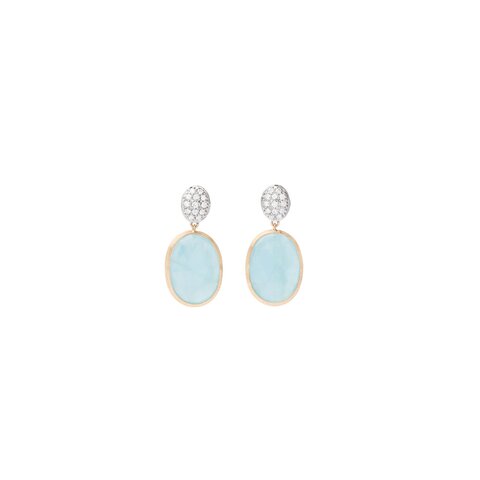 boucles d'oreilles Marco Bicego en or jaune 18 ct avec aquamarine entouré de briljants de 0,20 karaat