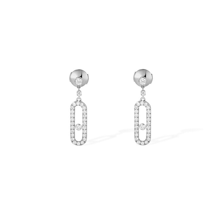 boucles d'oreilles Messika en or blanc 18 ct avec brillant de 0.40 carat