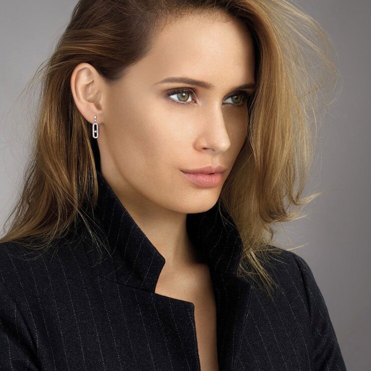 boucles d'oreilles Messika en or blanc 18 ct avec brillant de 0.40 carat