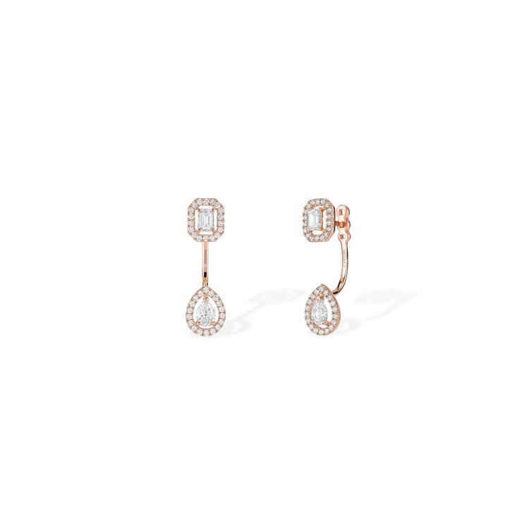 boucles d'oreilles Messika en or rose 18 ct avec brillant de 0.90 carat