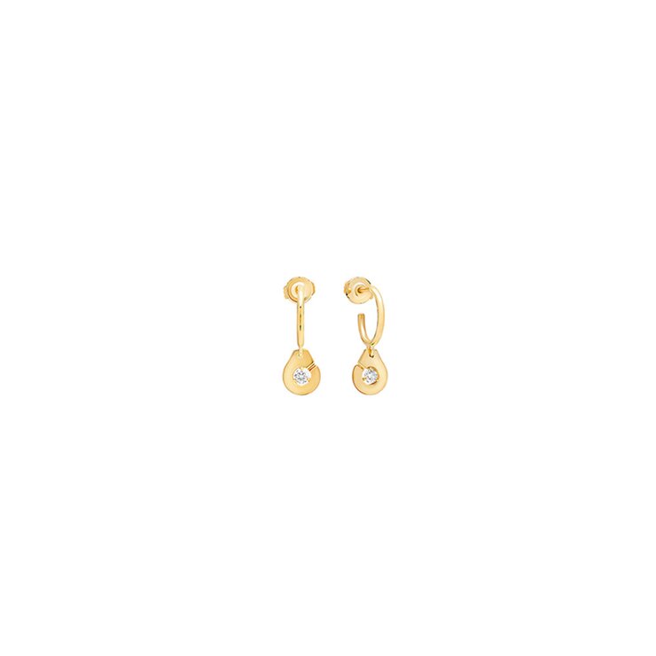 boucles d'oreilles dinh van en or jaune 18 ct avec brillant de 0.20 carat