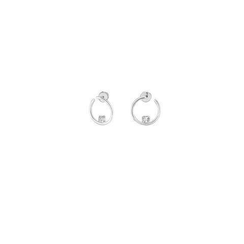 boucles d'oreilles dinh van en or blanc 18 ct avec brillant de 0.12 carat