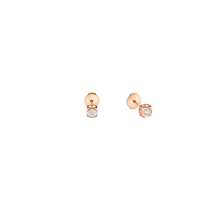 boucles d'oreilles dinh van en or rose 18 ct avec brillant de 0.20 carat
