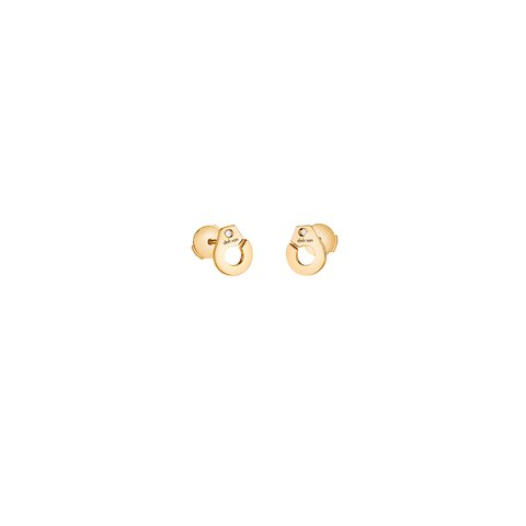 boucles d'oreilles dinh van en or jaune 18 ct avec brillant de 0.01 carat