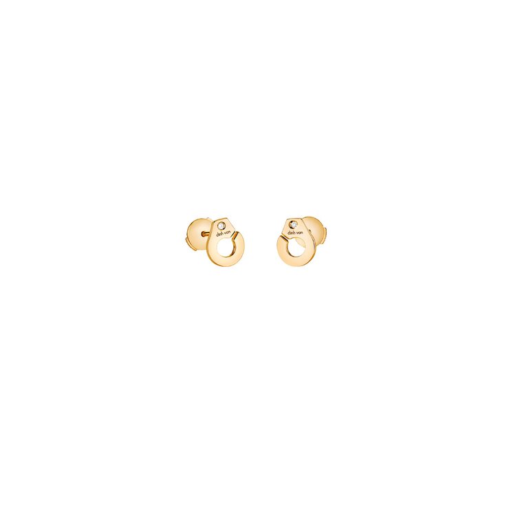 boucles d'oreilles dinh van en or jaune 18 ct avec brillant de 0.01 carat