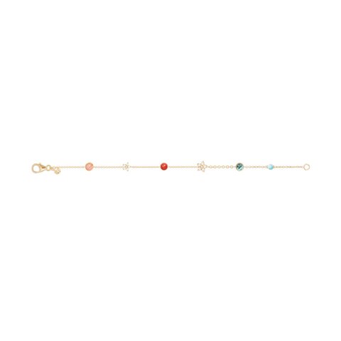 Ole Lynggaard armband in geel goud 18kt met edelstenen multicolor omringd door briljanten van 0,10 karaat
