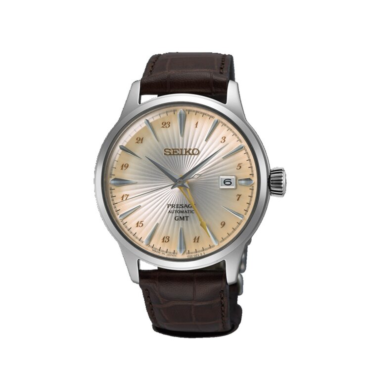 Seiko horloge met een kast in staal, met een wijzerplaat in het beige en een diameter van 40,5