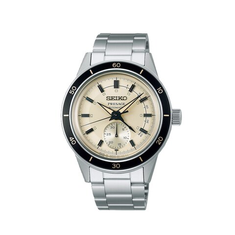 Seiko horloge met een kast in staal, met een wijzerplaat in het beige en een diameter van 41 mm