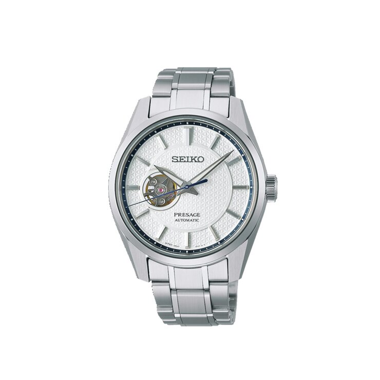 Seiko horloge met een kast in staal, met een wijzerplaat in het wit en een diameter van 40