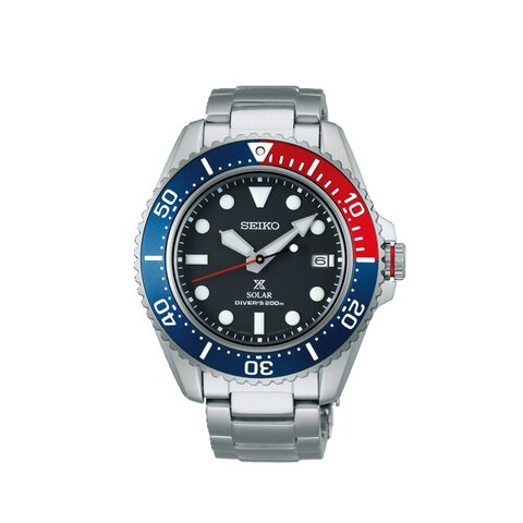 Seiko horloge met een kast in staal, met een wijzerplaat in het zwart en een diameter van 43 mm