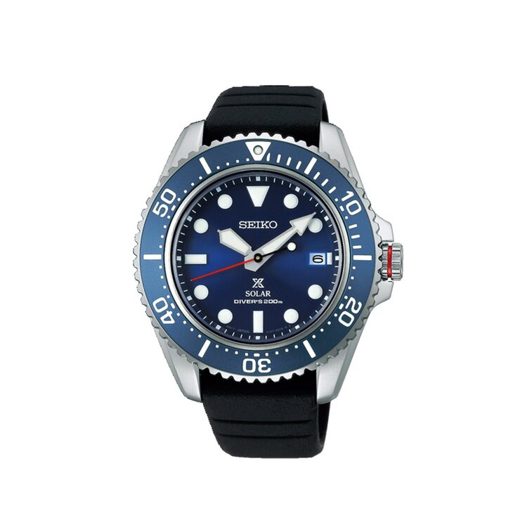 Seiko horloge met een kast in staal, met een wijzerplaat in het blauw en een diameter van 43