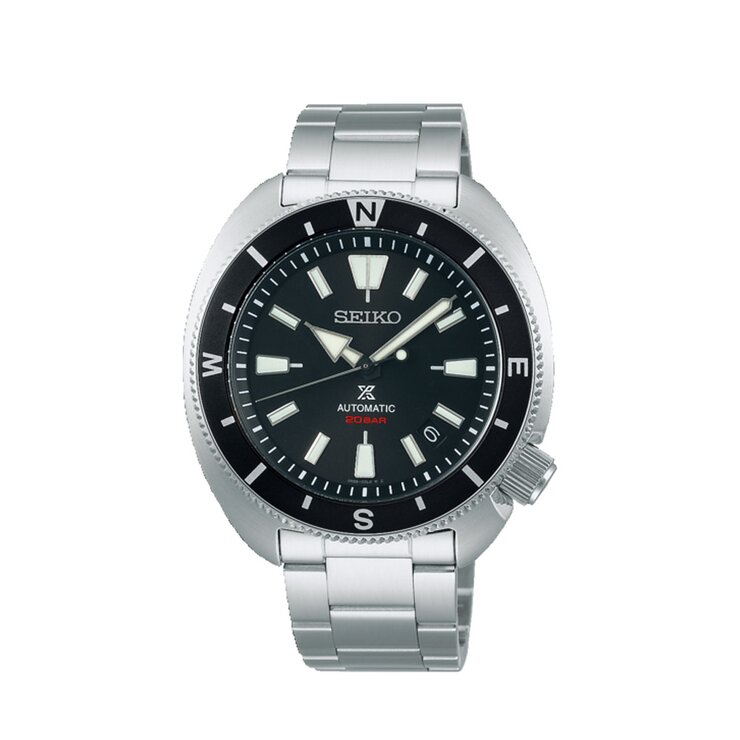 Seiko horloge met een kast in staal, met een wijzerplaat in het zwart en een diameter van 42 mm