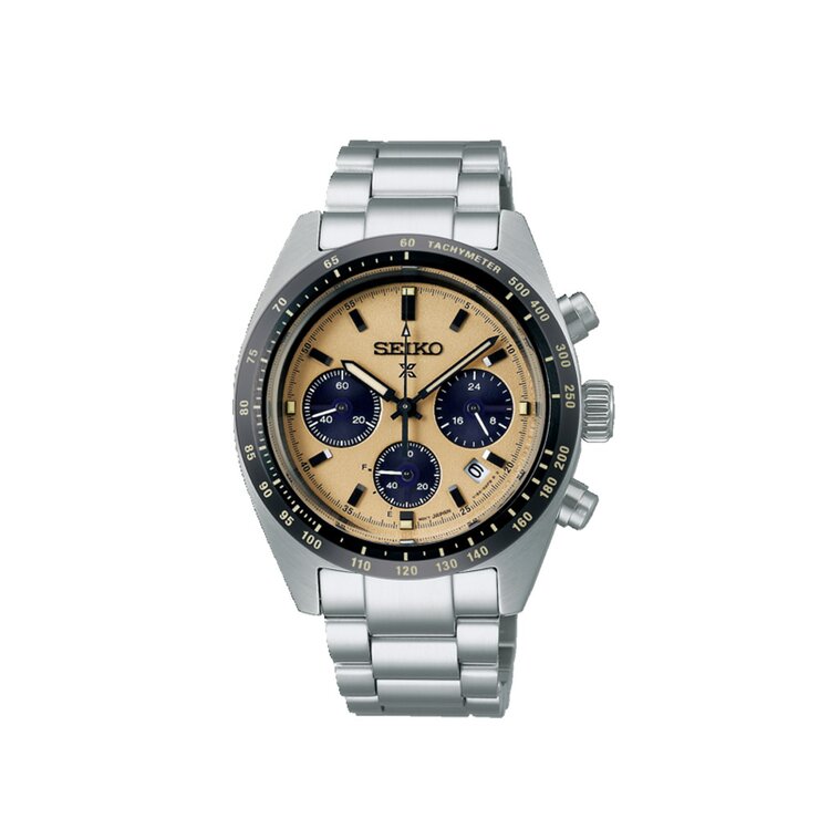 Seiko horloge met een kast in staal, met een wijzerplaat in het beige en een diameter van 39