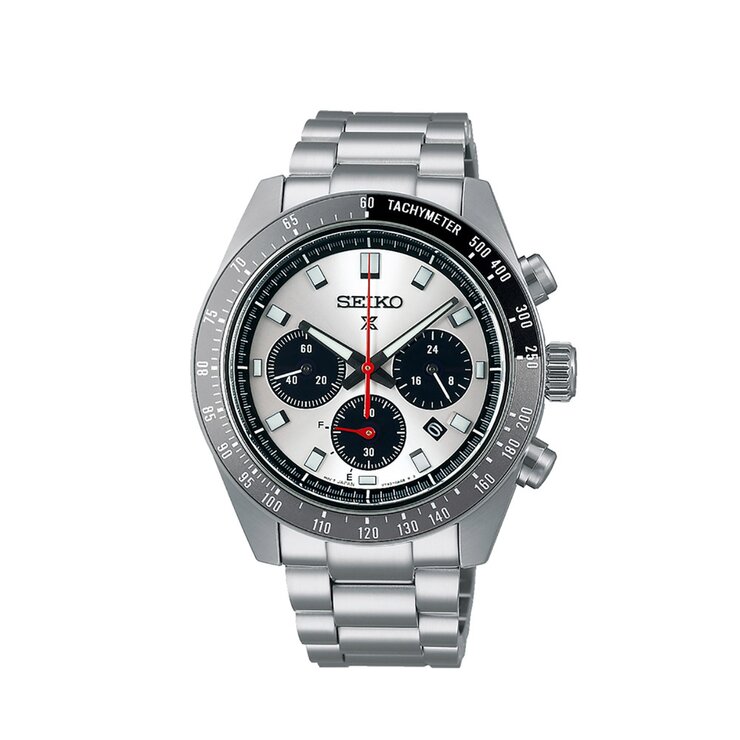 Seiko horloge met een kast in staal, met een wijzerplaat in het wit en een diameter van 41