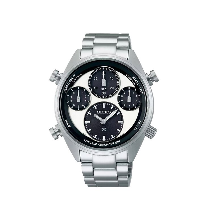Seiko horloge met een kast in staal, met een wijzerplaat in het wit en een diameter van 42
