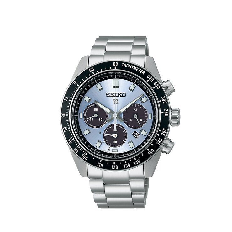 Seiko horloge met een kast in staal, met een wijzerplaat in het blauw en een diameter van 41