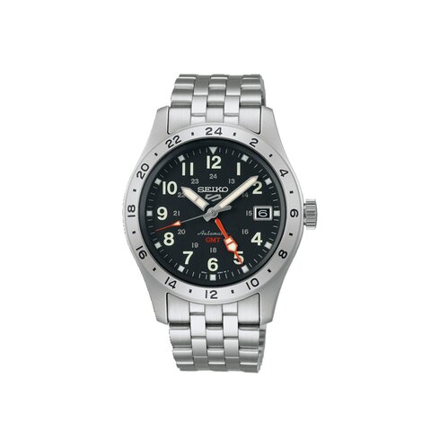 Seiko horloge met een kast in staal, met een wijzerplaat in het zwart en een diameter van 39.5 mm