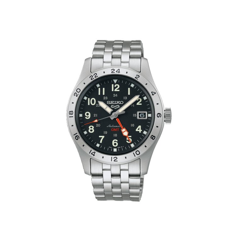 Seiko horloge met een kast in staal, met een wijzerplaat in het zwart en een diameter van 39.5 mm