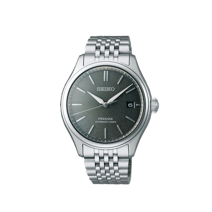 Seiko horloge met een kast in staal, met een wijzerplaat in het grijs en een diameter van 40