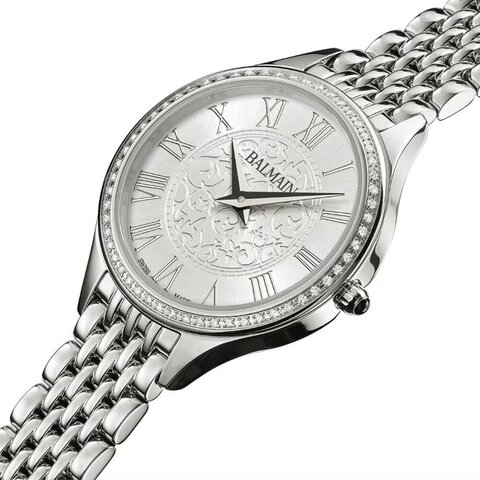 Balmain horloge met een kast in staal, met een wijzerplaat in het zilver en een diameter van 29 mm
