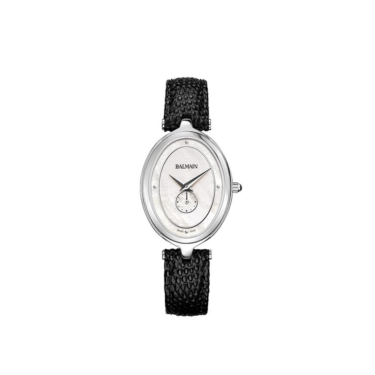 Balmain horloge met een kast in staal, met een wijzerplaat in het parelmoer en een diameter van 26 x 31,7