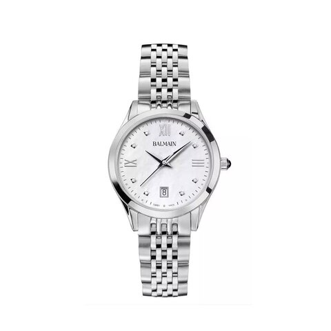 montre Balmain avec un boîtier en acier, un cadran nacre avec brillant et un diamètre de 34 mm