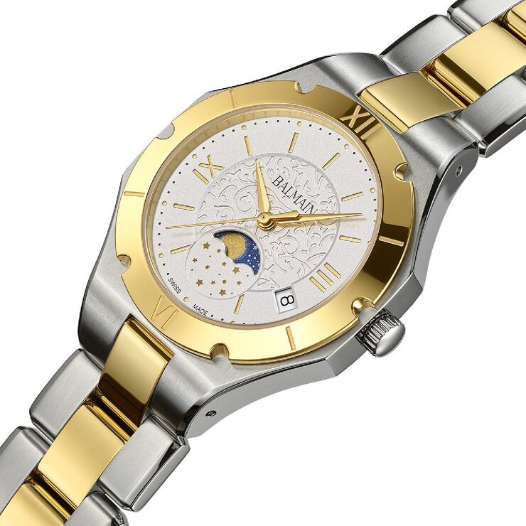 Balmain horloge met een kast in staal, met een wijzerplaat in het wit en een diameter van 33