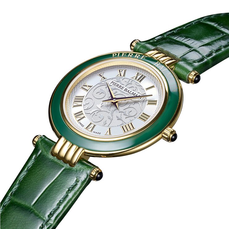 Balmain horloge met een kast in gele pvd-coating, met een wijzerplaat in het zilver en een diameter van 30 mm