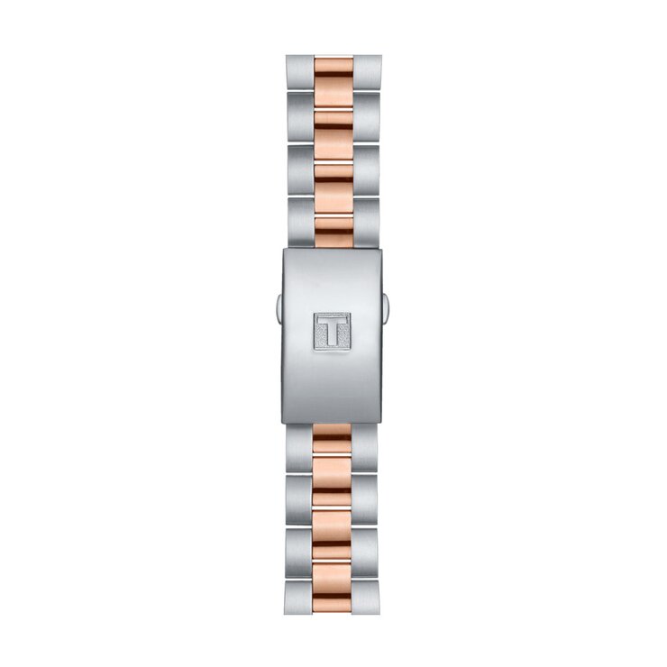 Tissot horloge met een kast in rosé pvd-coating op staal, met een wijzerplaat in het parelmoer en een diameter van 38 mm