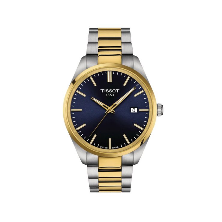 Tissot horloge met een kast in staal, met een wijzerplaat in het blauw en een diameter van 40