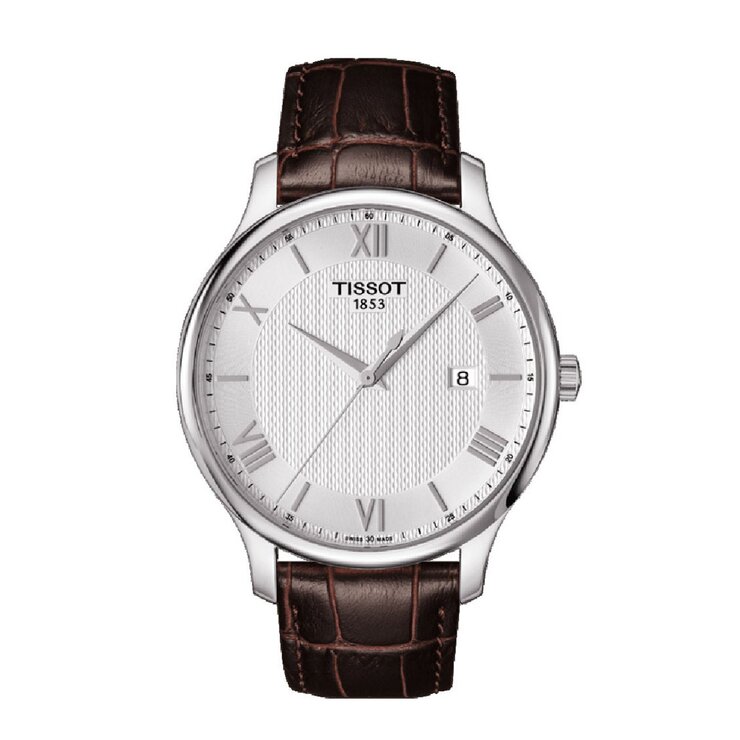 Tissot horloge met een kast in staal, met een wijzerplaat in het zilver en een diameter van 42