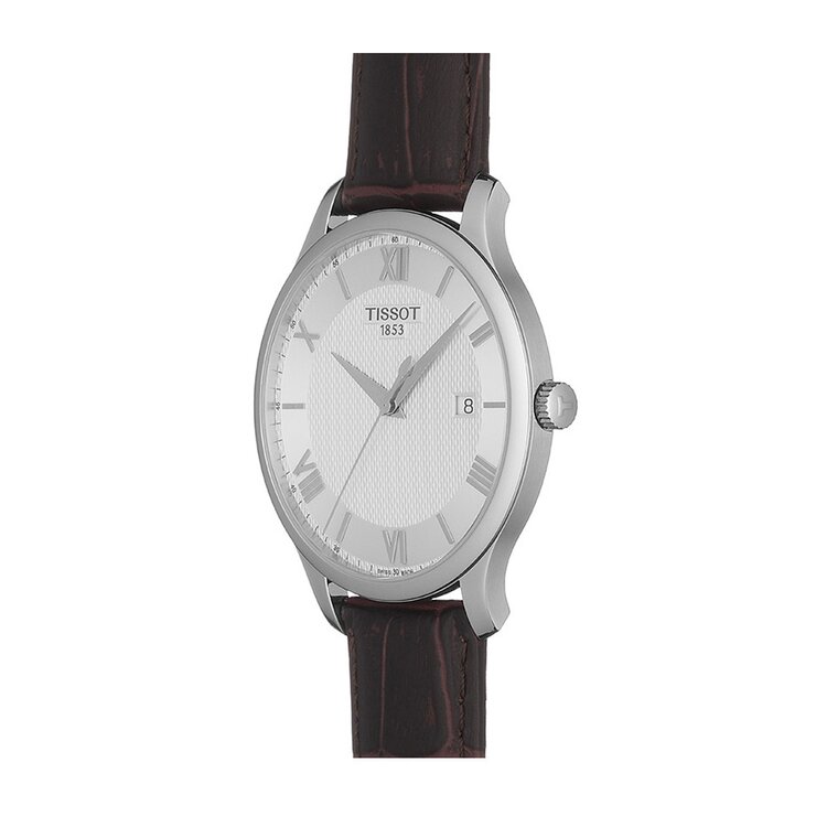 Tissot horloge met een kast in staal, met een wijzerplaat in het zilver en een diameter van 42