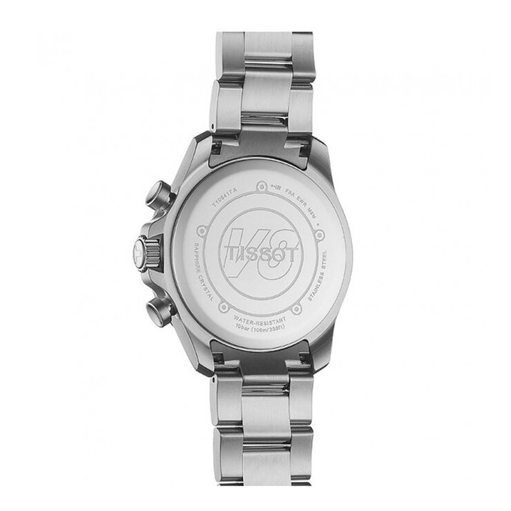 Tissot horloge met een kast in staal, met een wijzerplaat in het zwart en een diameter van 42,5