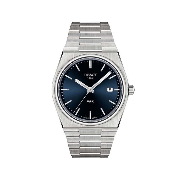 Tissot horloge met een kast in staal, met een wijzerplaat in het blauw en een diameter van 40