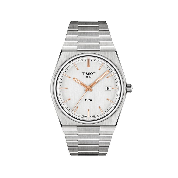 Tissot horloge met een kast in staal, met een wijzerplaat in het zilver en een diameter van 40