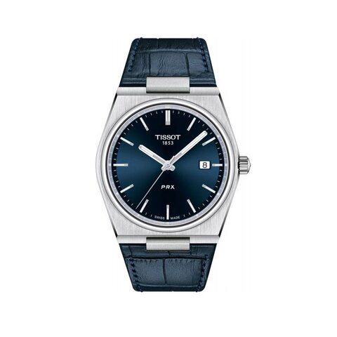 Tissot horloge met een kast in staal, met een wijzerplaat in het blauw en een diameter van 40 mm