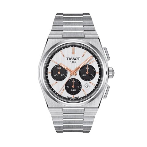 Tissot horloge met een kast in staal, met een wijzerplaat in het zilver en een diameter van 42 mm
