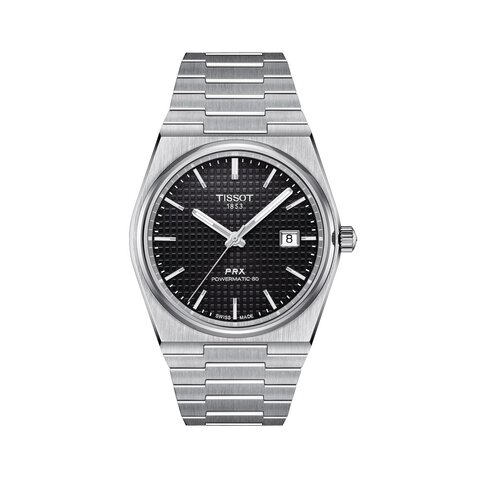 Tissot horloge met een kast in staal, met een wijzerplaat in het zwart en een diameter van 40 mm