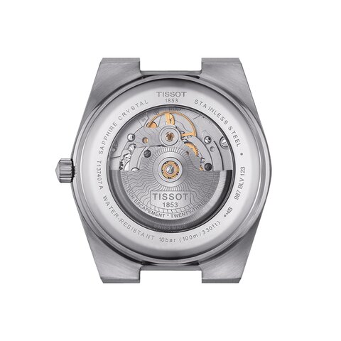 Tissot horloge met een kast in staal, met een wijzerplaat in het zwart en een diameter van 40 mm